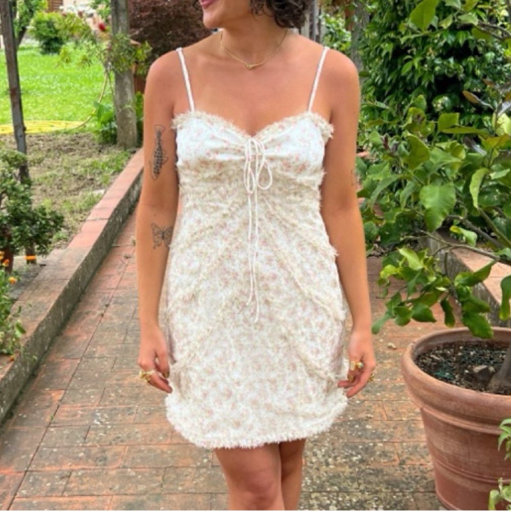 For Love And Lemons Cream Floral Mini Dress